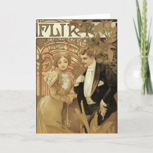 Vintage Art nouveau Flirt Biscuits, Alphonse Mucha Kort