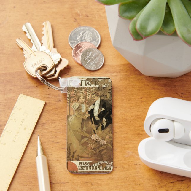 Vintage Art nouveau Flirt Biscuits, Alphonse Mucha Nyckelring (Skrivbord)