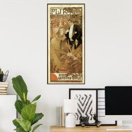 Vintage Art nouveau Flirt Biscuits, Alphonse Mucha Poster