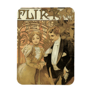 Vintage Art Nouveau Flirt-biskotter, Alphonse Much Magnet