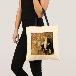 Vintage Art Nouveau Flirt kex, Alphonse Mucha Tygkasse