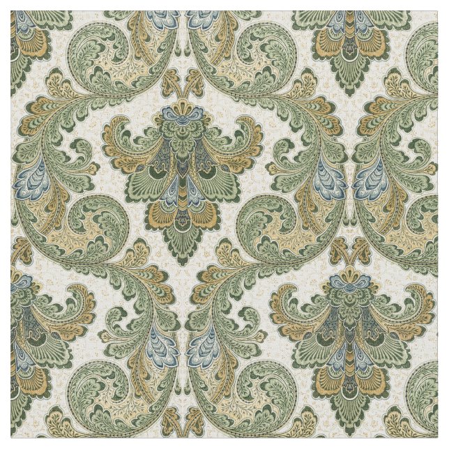 Vintage Art nouveau Foliage Mönster Tyg (Närbild)