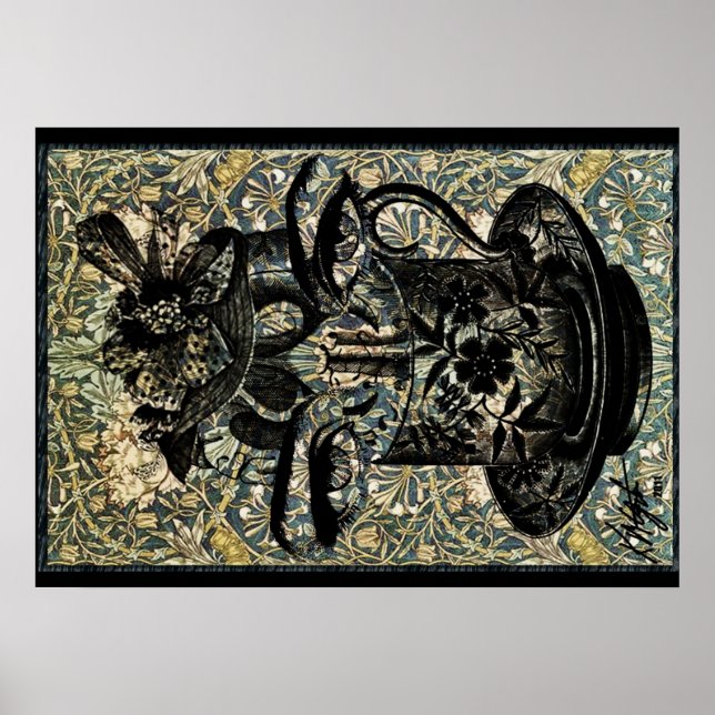 Vintage Art nouveau fylld Tekopp Poster (Framsidan)