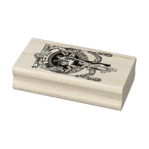 Vintage Art nouveau Fyra kvinnor Ex Libris-mall Stämpel