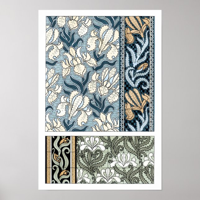 Vintage Art nouveau, Garden Iris Flowers Poster (Framsidan)