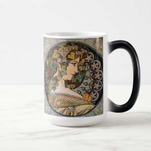 Vintage Art nouveau Girl av Alphonse Mucha Magisk Mugg