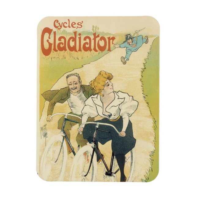 Vintage Art Nouveau, Gladiator Cycles Cyklar Magnet (Vertikal)