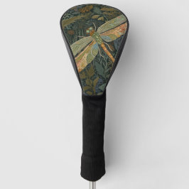 Vintage art nouveau green gold Dragonfly