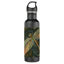 Vintage art nouveau green gold Dragonfly