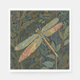 Vintage art nouveau green gold Dragonfly Pappersservett