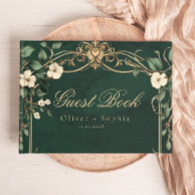 Vintage Art Nouveau grön och guld bröllop