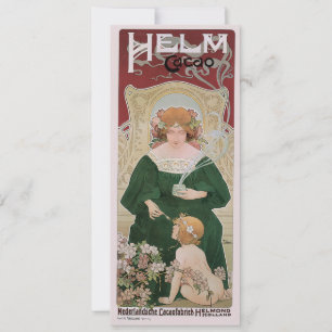 Vintage Art Nouveau Helm Cacao av Privat Livemont Inbjudningar