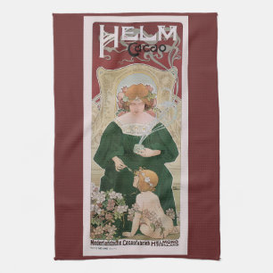 Vintage Art Nouveau Helm Cacao av Privat Livemont Kökshandduk