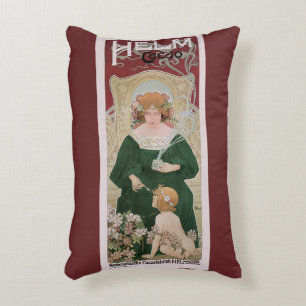 Vintage Art Nouveau Helm Cacao av Privat Livemont Prydnadskudde