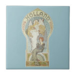 Vintage Art nouveau, Holland Levensverzekering Kakelplatta<br><div class="desc">Vintage illustration art nouveau Holland Levensverzekering av Jacques Zon poster reproduktion med en ängel över mor som håller hennes unge baby.</div>