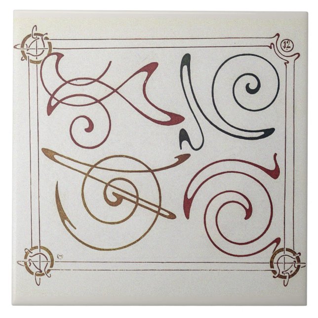 Vintage Art nouveau Illustration av Alphonse Mucha Kakelplatta (Framsidan)