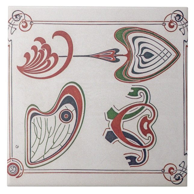 Vintage Art nouveau Illustration av Alphonse Mucha Kakelplatta (Framsidan)