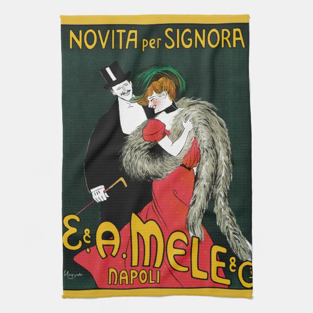 Vintage Art nouveau, Italiens Mode Kärlek Romantik Kökshandduk (Vertikal)
