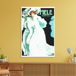Vintage Art Nouveau, Italiensk Mode, Eleganta Kvin Canvastryck