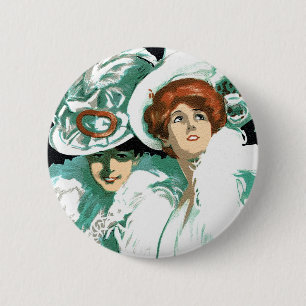 Vintage Art Nouveau, italiensk mode, eleganta kvin Knapp