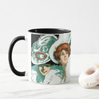 Vintage Art Nouveau, italiensk mode, eleganta kvin