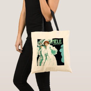 Vintage Art Nouveau, italiensk mode, eleganta kvin Tygkasse