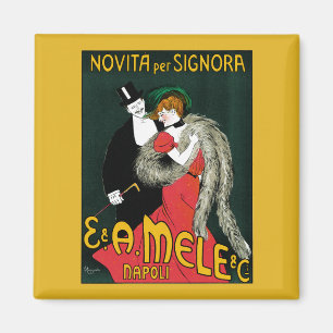 Vintage Art Nouveau, Italiensk Mode Kärlek Romanti Magnet