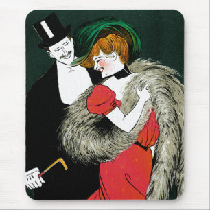 Vintage Art Nouveau, Italiensk Mode Kärlek Romanti Musmatta