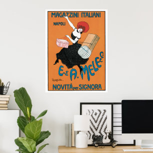 Vintage Art nouveau, italienska Kvinnor Mode Poster