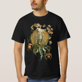 Vintage Art Nouveau, kakadua fågel, orkidé blommor Tee
