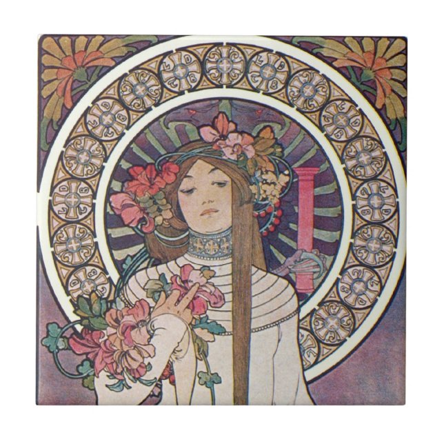 Vintage art nouveau kakelplatta (Framsidan)