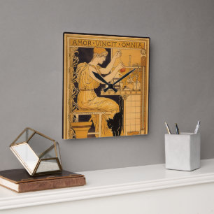 Vintage Art Nouveau, Kärlek Besegrar Allt Vetenska Fyrkantig Klocka