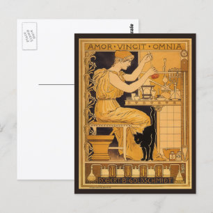 Vintage Art Nouveau, Kärlek Besegrar Allt Vetenska Vykort