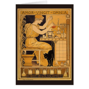 Vintage Art nouveau, Kärlek erövrar alla forskare Hälsningskort