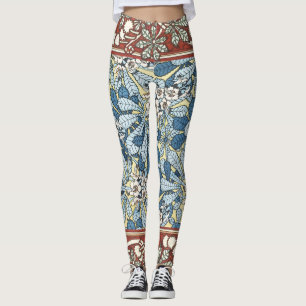 Vintage Art Nouveau Kastanjeblommönster Leggings