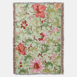 Vintage Art Nouveau Kinesiskt blomster Chinoiserie Filt