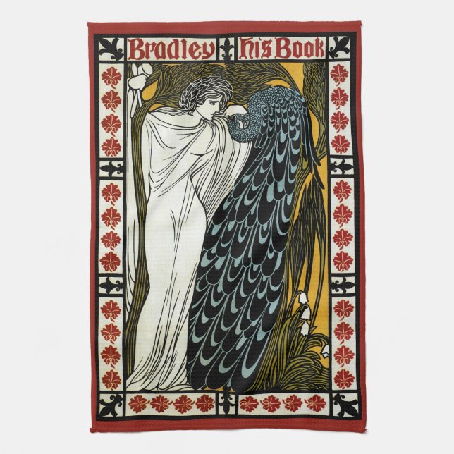 Vintage Art nouveau, kissarna av William Bradley Kökshandduk (Vertikal)