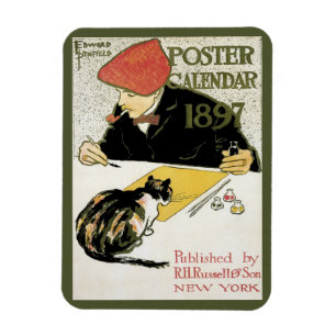Vintage Art Nouveau, konstnär målar med husdjur ka Magnet