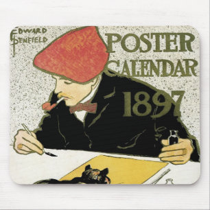Vintage Art Nouveau, konstnär målar med husdjur ka Musmatta