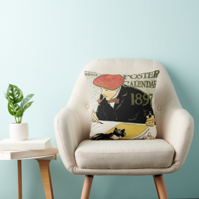 Vintage Art nouveau, konstnärlig målning med sälls Kudde (Stol)