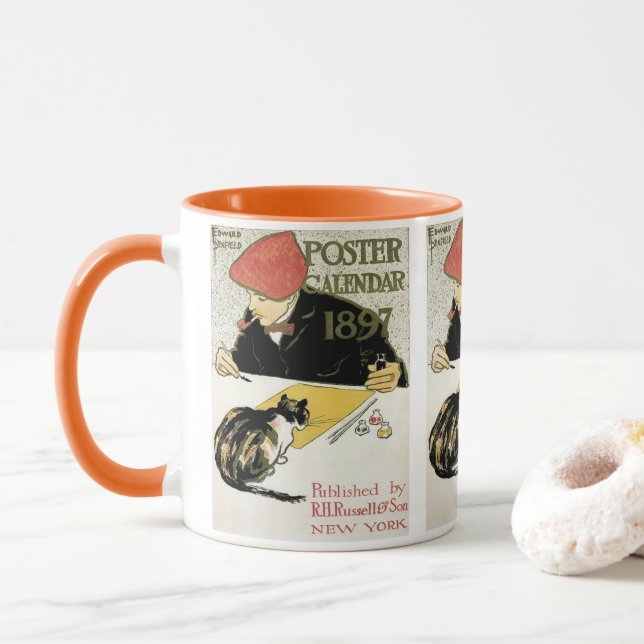 Vintage Art nouveau, konstnärlig målning med sälls Mugg (Med munk)