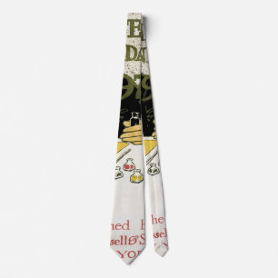 Vintage Art Nouveau, konstnärsmålning med husdjurk Slips