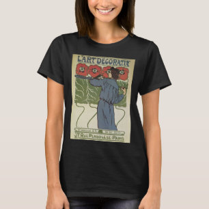 Vintage Art Nouveau, konstnärsmålning vallmo blomm Tee Shirt