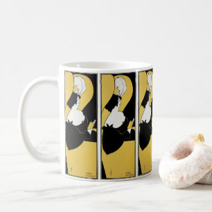 Vintage Art Nouveau, Kvinna som läser en gul bok Kaffemugg