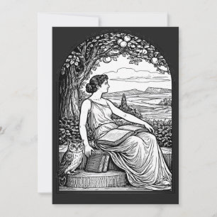 Vintage Art Nouveau Kvinna som läser under träd Inbjudningar