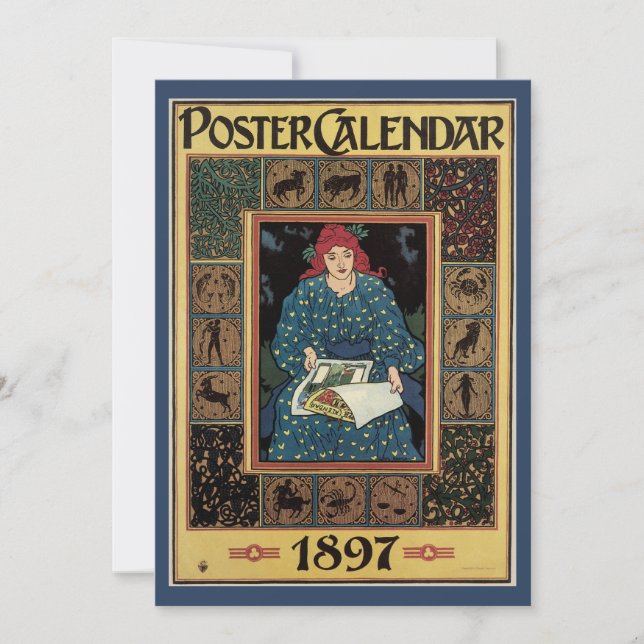Vintage Art nouveau, kvinnoläsande akstrologi Bok (Framsida)