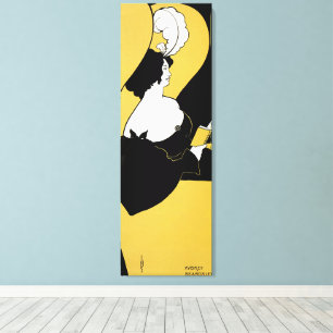 Vintage Art nouveau, kvinnor som läser Gult Bok Canvastryck