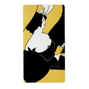 Vintage Art nouveau, kvinnor som läser Gult Bok Fraktsedel