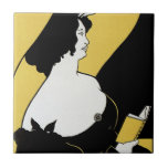Vintage Art nouveau, kvinnor som läser Gult Bok Kakelplatta<br><div class="desc">Vintage illustration Art nouveau-reklam poster design för Gult Bok, publicerad av Copeland and Day av Aubrey Beardsley, 1894. Gulten Bok har en sitta i dam i en bibliotek, en studie- eller favoritaffisch i en överfylld stol och läser en bok på fritiden. Texten lyder "Gult Bok, Pris $1, 50 Net; Copeland...</div>