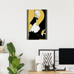 Vintage Art nouveau, kvinnor som läser Gult Bok Poster